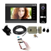 Kit Interfon Video Smart 1 familie wireless Mentor SYKT004 WiFi, 4in1 Acces Aplicatie, Cheie, Card, Buton cu Interfon, Yala, Monitor 7 inch HD, Night Vision, IR, Senzor de miscare