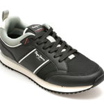 Pantofi sport PEPE JEANS negri, DUBLIN BRAND, din piele ecologica, Pepe Jeans