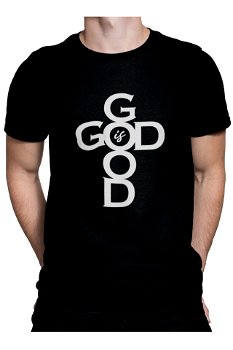 Tricou imprimat cu mesaj crestin, Priti Global, pentru barbati, God is good, PRITI GLOBAL