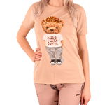 Tricou crem 3D Teddy cu aplicatii metalice - cod 42194, 