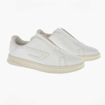 Diesel Solid Color Leather S-Athene Slip-On Sneakers White, Diesel