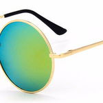 Ochelari de soare Rotunzi Retro John Lennon Verde reflexii cu Auriu, THEICONIC