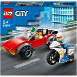 LEGO® City - Politist pe motocicleta in urmarirea unei masini 60392, 59 piese, Multicolor, LEGO