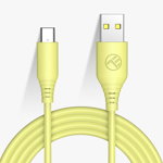 Cablu silicon Tellur USB to Type-C, 3A, 1m, Galben, Tellur
