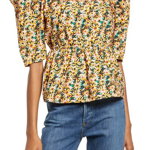 Imbracaminte Femei Melrose and Market Floral Square Neck Cotton Top Pink- Yellow Ditsy Camouflage