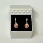 Cercei eleganti Pearls, accesorizati cu perle si pietre semipretioase, in cutie cadou, Rose, Velve