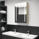 vidaXL Dulap de baie cu oglindă și LED, stejar, 50x13x70 cm, vidaXL