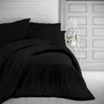 Lenjerie de pat Kvalitex Stripe, satin, negru, 240 x 220 cm, 2 buc. 70 x 90 cm, Kvalitex