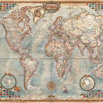 Puzzle Educa - The World, Political Map, 1500 piese, include lipici puzzle (16005), Educa