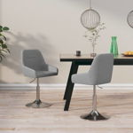 Set scaune de masa pivotante piese, 50 x 51 x 73-87 cm, 2 piese, gri inchis, material textil