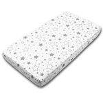 Cearceaf din bumbac 120x60 cm cu elastic roata pentru patut Kidizi® Galaxy Grey