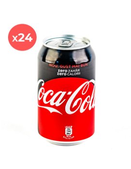 Bax 24 bucati Suc carbogazos Coca Cola Zero, 0.33L, doza, Romania
