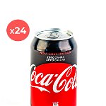 Bax 24 bucati Suc carbogazos Coca Cola Zero, 0.33L, doza, Romania