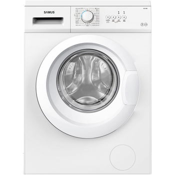 Masina de spalat rufe frontala slim Samus WSL-5081, 5 kg, 800 rpm, clasa D, adancime 40 cm, program Spalare cu abur, curatare tambur, auto-echilibrare tambur, panou de control cu leduri, pornire intarziata, blocare acces copii, alb