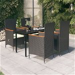 Set mobilier pentru gradina cu perne vidaXL negru, 140 x 70 x 74 cm, 5 piese