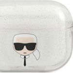 Husă de protecție Karl Lagerfeld Karl Head Glitter pentru AirPods Pro argintiu, Karl Lagerfeld