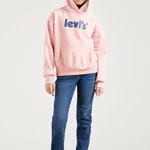 Levi's bluza copii culoarea roz, cu glugă, cu imprimeu, Levi's