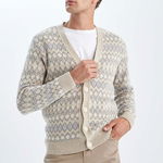 DeFacto, Pulover slim fit cu guler inalt, Crem