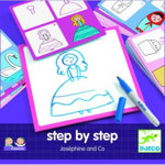 Deseneaza pas cu pas, pentru fete, Djeco, 2-3 ani +, Djeco