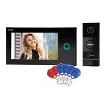 Videointerfon Pentru O Familie Appos Aplicatie Mobil Color Monitor Ultra-Plat LCD 7 Tactil Control Automat Al Portilor Cititor Carduri SD Deschidere Cu Ajutorul Etichetelor De Proximitate Negru, ORNO