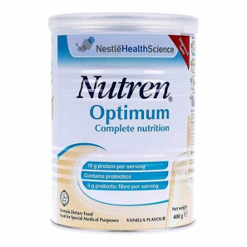 Formula de lapte praf cu aroma de vanilie Nutren Optimum, +4 ani, 400 g, Nestle