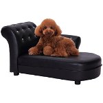 PawHut Canapea Lux pentru Câini, Tapitată, Confortabilă pentru Animale de Companie, Negru, 82.5x45x41.5cm | Aosom Romania, PawHut