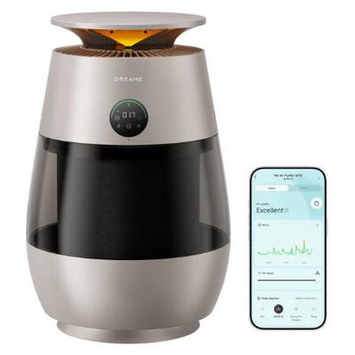 Purificator de aer Dreame Smart Home Pet AP10 CVF61A, Colectare 360, Display intuitiv, 4 moduri smart Argintiu