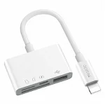 Yesido - Card Reader and Adapter (GS12) - Lightning to USB, Lightning, SD, Micro SD - White