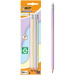 Set 5 creioane grafit cu radiera si mina Hb, Bic, Evolution Pastel, Bic