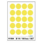 Etichete autoadezive galben luminos, rotunde, diametru 19mm, 100bucati la set, H1884 HERMA, Tornado 2000