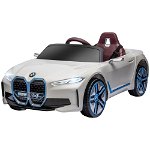 HOMCOM Masinuta Electrica pentru Copii BMW i4 cu Licenta de 12V cu Telecomanda, Baterii Portabile, Muzica, Claxon, pentru 3-6 ani Alb | Aosom RO, HOMCOM