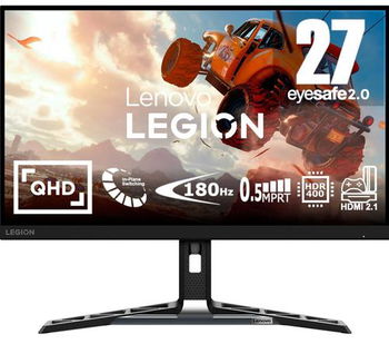 Monitor Gaming LED IPS Lenovo Legion R27qe, 27", QHD (2560x1440), 180Hz, 0.5ms, AMD FreeSync™, HDR, Anti-glare, Pivot, negru