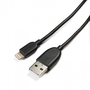 Cablu de date Serioux, tip Lightning -USB, MFI, 1m, Black