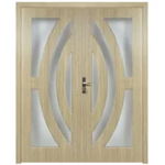 Usa de interior din lemn, dubla, cu geam, SuperDoor F11-160-P, stanga / dreapta, gri, 203 x 160 cm, BestImp