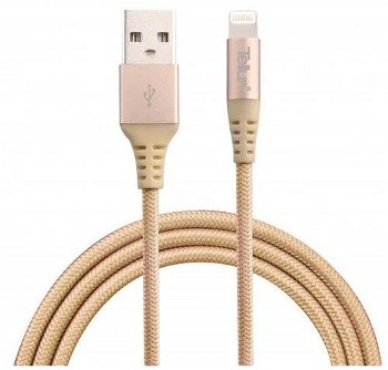 Cablu de date / adaptor Tellur USB Male la Lightning Male, MFI, 1 m, 2.4A, Gold