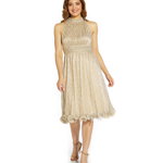 Imbracaminte Femei Adrianna Papell Crinkle Metallic Halter Dress Champagne Gold, Adrianna Papell