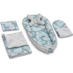 Set 5 in 1 Babynest Minky, 2 perne, 1 paturica si o saltea cu doua fete Tutumi TT37547 Flaming, 