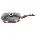 Tigaie grill marmorata cu capac, 28 cm  Rose Gold Berlinger Haus BH 1610N