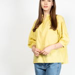 Bluza oversize din bumbac cu guler tunica si nasturi la baza gatului N903759009, FARA BRAND