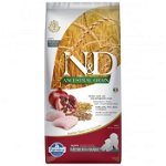 N&D Ancestral Grain Puppy Medium/Maxi, M-XL, Pui și Rodie, hrană uscată conținut redus cereale câini junior, 12kg, N&D
