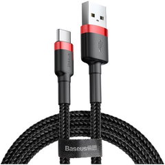 Cablu USB-C, 2A, 3m, negru-rosu, Baseus