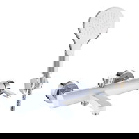 Baterie pentru cada cu para Rea Polo Alb Lucios cu Crom, Rea