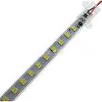 set 5 Banda rigida cu LED, tensiune inalta, 220V, dublu rand, cu profil din plastic de 100 cm, lumina alb cald, trandafi led