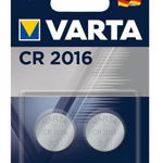 Baterie CR2016, blister 2 buc, pentru telecomenzi, Varta, BAT0240, Varta
