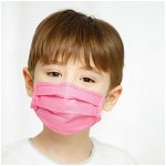Set 6 masti de protectie reutilizabile pentru copii din bumbac roz