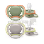 Set 2 suzete Philips Avent Ultra Air SCF085/20, Ortodontice, 6-18 luni (Verde/Gri), Philips Avent