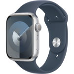 Apple Watch 9, GPS, Carcasa Silver Aluminium 45mm, Storm Blue Sport Band - M/L, Apple