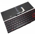Tastatura Neagra MSI GF63 iluminata rosu layout US fara rama enter mic, MSI