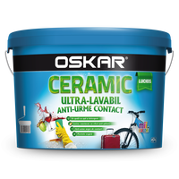 Vopsea ultralavabila interior Oskar ceramic lucios, alb, 8.5 l, Oskar