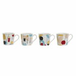 Cană tip Halbă DKD Home Decor Abstract Alb Porțelan Bone China (400 ml) (4 pcs), DKD Home Decor